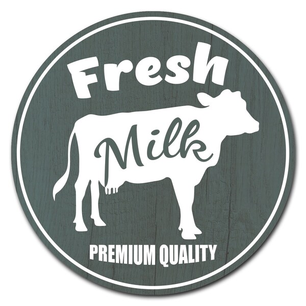 Farmers Market Fresh Milk Circle Corrugated Plastic Sign, C-24-CIR-Fresh Milk